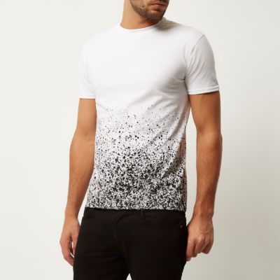 White paint splatter print t-shirt